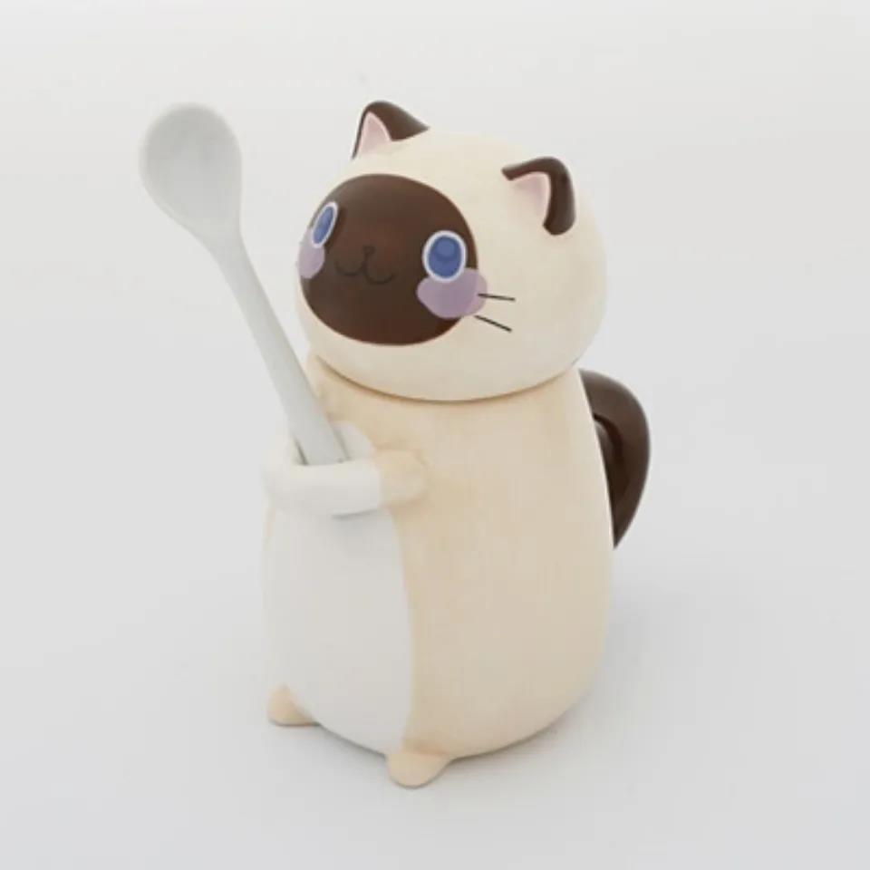 New Cute Cat Ceramics Coffee Mug with Spoon Creative Hand Painted Drinkware Milk Tea Cups Novelty Gifts