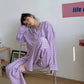 Women Plaid Pajamas Cartoon Cute Pyjamas Set Turn-down Collar Sleepwear Suit Casual Loose Home Wear V Neck Girls Long Sleeve Autumn Winter Nightwear