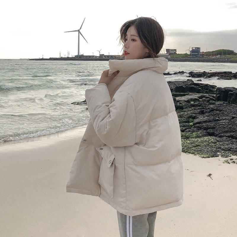Ins Style Cotton-padded Jacket Women's Winter Clothes Thickened Warm Bread Clothing Mid-length Student Cotton-padded Clothing