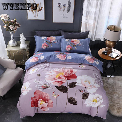 Home Textile Autumn Dark-color Flower Series Bed Linens 4pcs Bedding Sets Bed Set Duvet