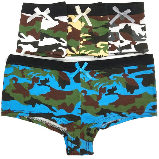 WTEMPO 6 pcs/lot Seamless Panties Women Fashion Panties Cotton Camouflage Print Underwear Army Green