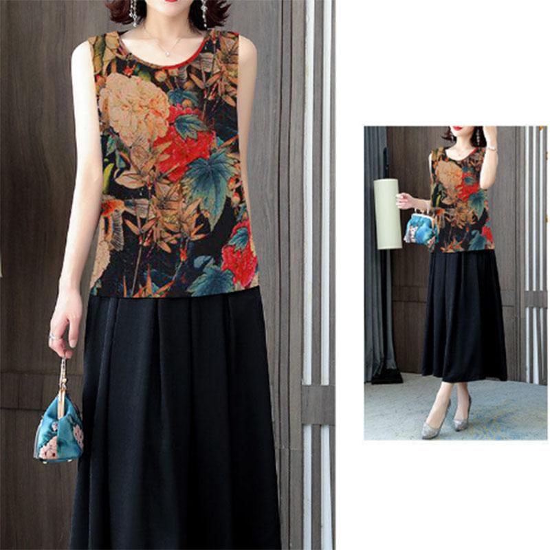 Summer Thin Vest Women's Age-reducing Mother Wear Suspenders Cool Fashion All-match Top Shirt