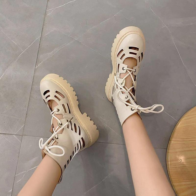 Net Red British Style Hollowed Out Increased Martin Boots Women's Summer Thin Short Boots Trendy All-match Breathable Sandals