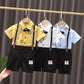 Korean Style Super Western Wedding Dress Boys Tide Clothes Suit Little Boy Short-sleeved Shirt Bib Two-piece Party
