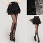 Mini Skirts for Women Summer Lace Ball Gown Black Skirt Elastic High Waist Rose Pleated Skirts Party Mesh Short Skirt