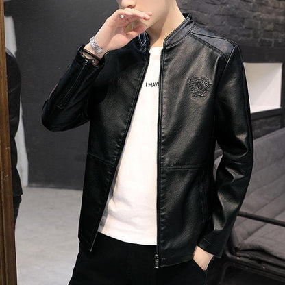 Autumn and Winter Men's Leather Jacket Motorcycle Jacket Men's Shirt Casual Leather Jacket