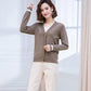 Spring and Autumn Style Shawl Solid Color Versatile Sweater Button Knit Sweater V-neck Gentle Warmth Trend