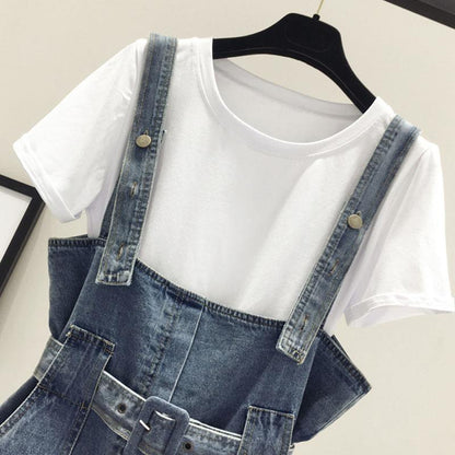 Small Fresh and Age-reducing Denim Overalls Spring and Summer Small One-piece Suspenders Short Jeans Women