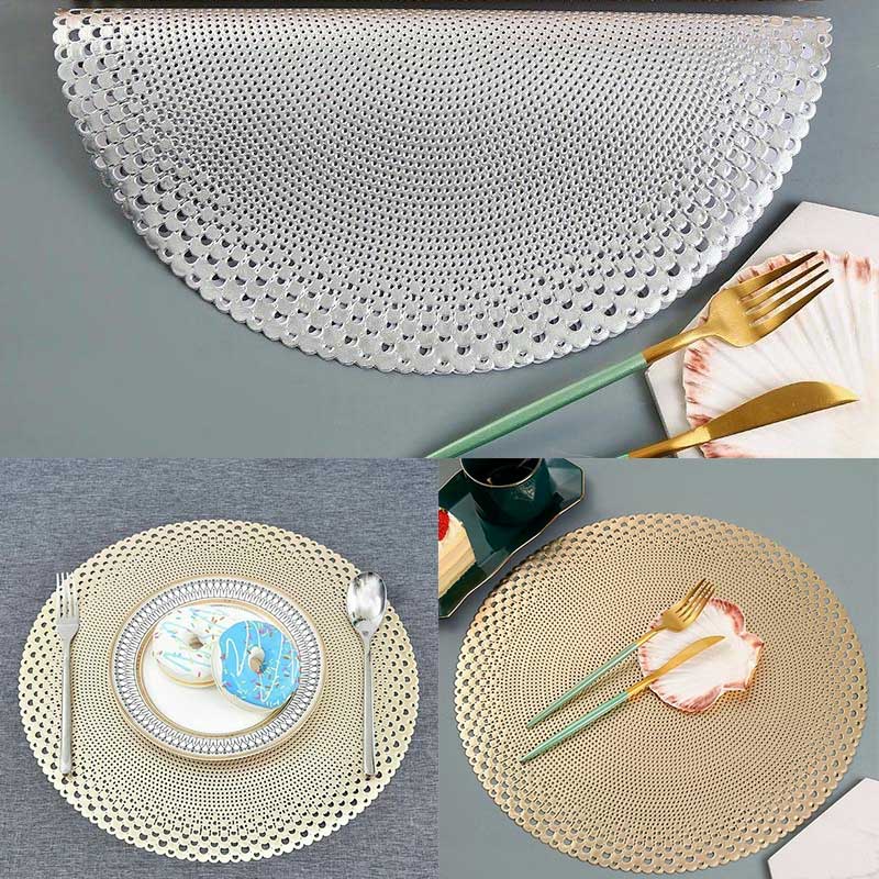 1pcs/2pcs/4pcs Gold Placemats & Coasters Round Vinyl Place Mat for Kitchen Dining Table Wedding