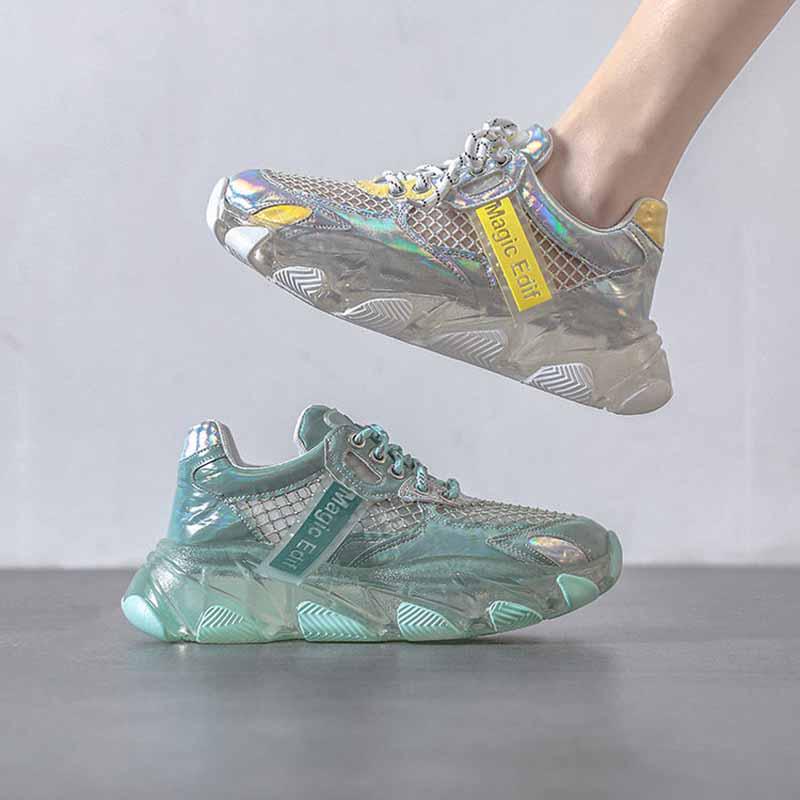 Plus Size 35-40 Summer Women Mesh Sneakers Students Breathable Running Basketball Shoes Shockproof Non-slip Jelly Skate Shoes