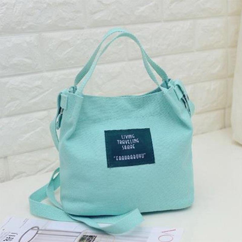 Korean Version of Literary and Artistic Leisure One-shoulder Canvas Bag Female Bag Mini Mummy Bag Small Fresh Bucket Bag