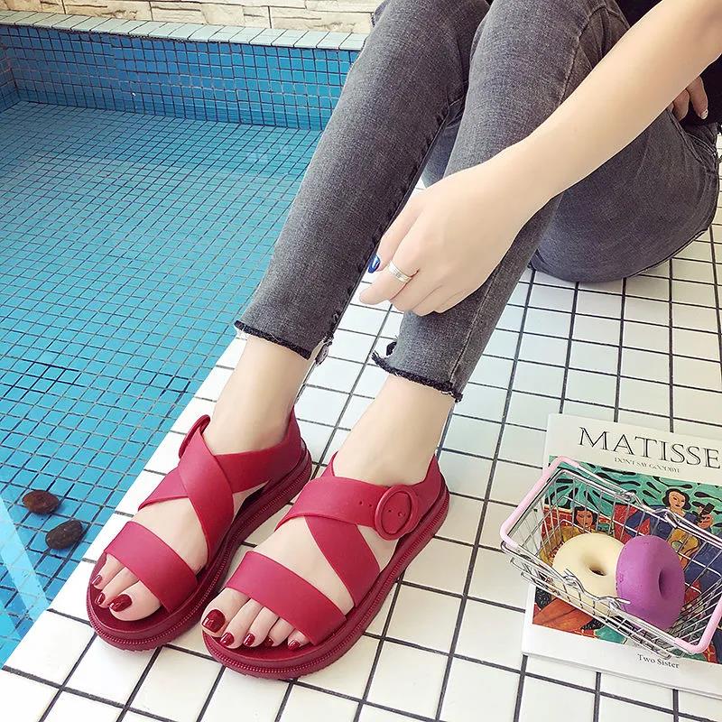 Solid Color Soft-soled Sandals Women's Summer Outer Wear Non-slip Wear-resistant Sandals