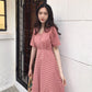 Dress Women Plaid V-neck long Sleeve Loose Fashion Leisure Sweet Korean Style Backless Lace-up Chic Student Ulzzang All-match