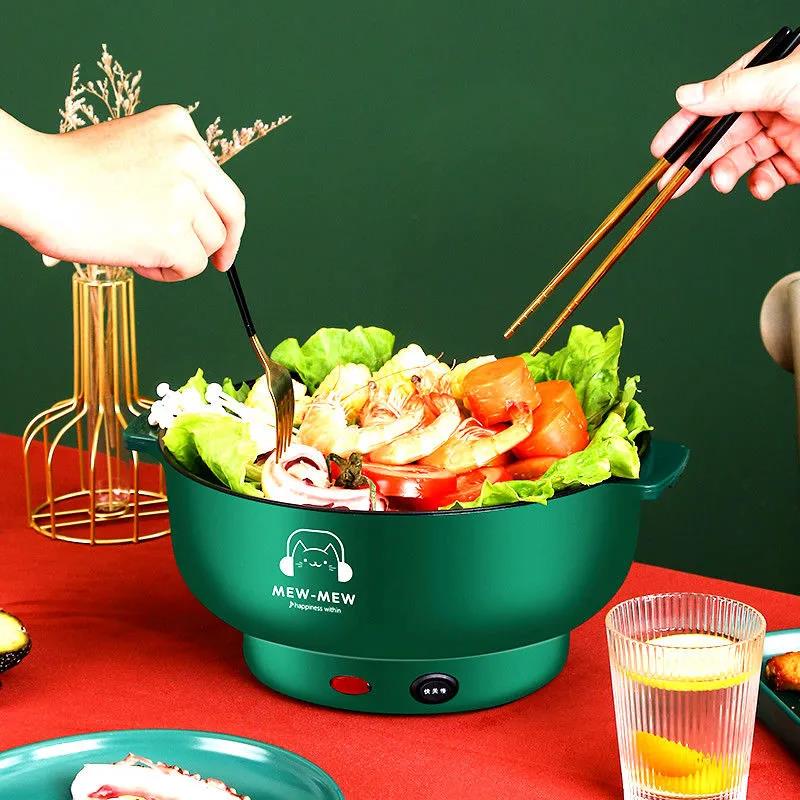 400W/800W Dual-levels Electric Heat Pot 20cm Mini Non-stick Cookware Boiling Soup Pot for One Person