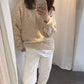 Autumn and Winter Loose Thick Knit Sweater Lazy Wind Twist Round Neck All-match Pullover Sweater Women