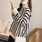 Thick High Neck Vertical Striped Sweater Women's Pullover Fall Winter Loose Casual Fashion Jacket Women