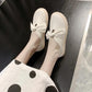 Women's Two Ways To Wear Small White Shoes Spring Shallow Ladies Shoes Flat Bow Soft Bottom Home Comfortable Mother Shoes Slip-on Student Casual Shoes