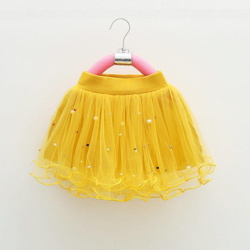 Girl Baby Short Veil Lace Pearl Cute and Sweet Printed Embroidery Ruffle Elastic Waist Children's Skirts Princess Tutu A-line Skirt