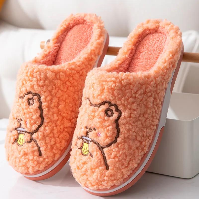 Winter Cotton Slippers for Men and Women Indoor Thick Bottom Couple Slippers Non-slip Soft Bottom Cotton Slippers