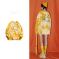 Autumn Sweater Women Korean Tie-dye Long-sleeved Printing Mid-length Round Neck T-shirt Top Bottoming Shirt