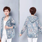 XL-5XL Women's Summer Long Sleeve Print Thin Hooded Sun Protection Jackets Female Spring Autumn Plus Size Loose Coats