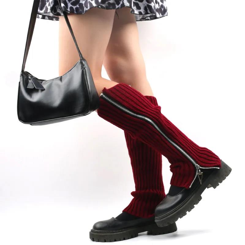 Sweater Socks Set Female Pile Hose Socks Personality Korean Version of Leg Cover Zipper Boots Set of Trees Fashion Warm Women Socks Boots Socks