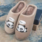 Winter Slippers Women Warm Cotton Shoes Panda Printed Funny Pink Girl Slippers Thick Fleece Men Plus Size Blue Slides Home Couples Slipper Non Slip