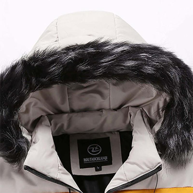 Men's Padded Jacket Men's Thicked Warm Padded Jacket with Detachable Hood Youth Bread Clothes Stand-up Collar Fashion Jacket Men
