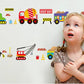 Cartoon toy car children's room removable green wall sticker self- adhesive