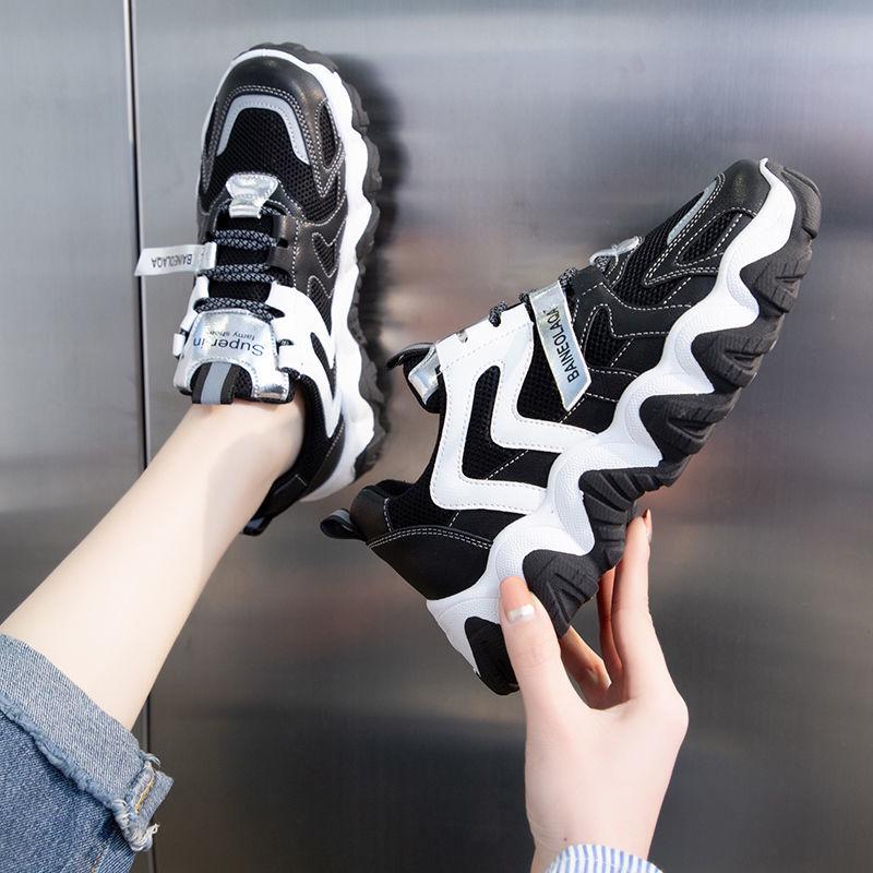 Spring and summer shoes women's sports shoes wild thick bottom breathable running ins daddy shoes