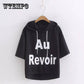Hooded Letter Print T-shirt  Casual Harajuku T Shirt Women Pron Print Short-sleeve Tshirt