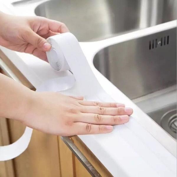 3.2m By 3.8cm PVC Sealing Strip Tape White Self Adhesive Waterproof Wall Sticker for Bathroom Kitchen