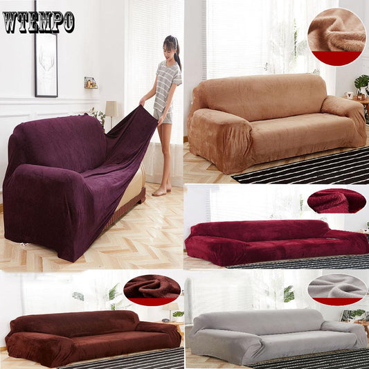 Elastic Stretch Sofa Covers Thick Plush Sofa Couch Slipcovers 1/2/3/4 Seater Sectional Sofa Covers