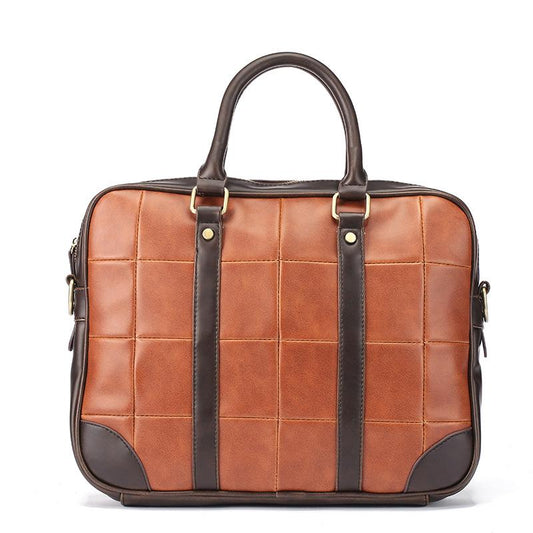 Business briefcase men retro large capacity zipper PU leather anti-theft waterproof wearable handbag
