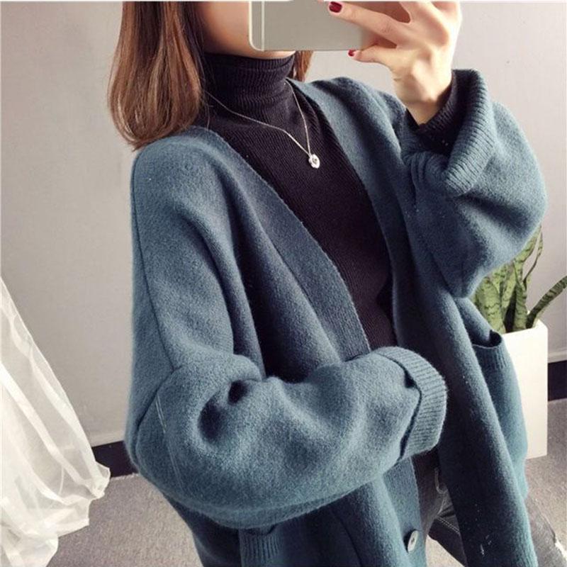 Knitted Cardigan Women Jacket Women Korean Version Loose Students Are Thin and Versatile Thick Sweater Jacket