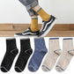 Men's Combed Cotton Tube Socks Winter Fashion Striped Socks Sweat-absorbent and Breathable Five Pairs of Cotton Socks