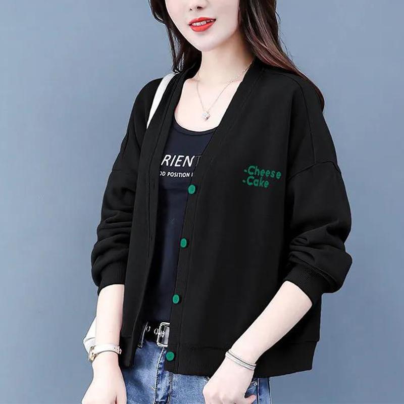 Sweater Cotton Jacket Women Korean Loose Loose Autumn and Winter Thin All-match Jacket Cardigan Sweater Short Baseball Uniform