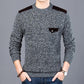 Men Fashion Pullovers Slim Fit Warm Sweater Contrast Color Autumn O-Neck Trendy Sweater