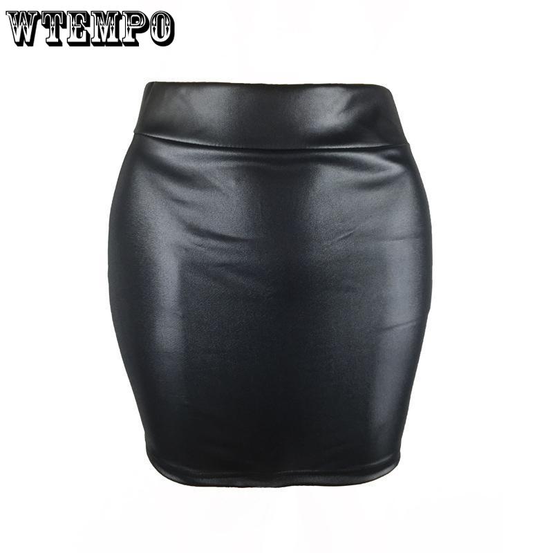 Women Sexy Black PU Leather Pencil Bodycon High Waist Mini Short Skirt