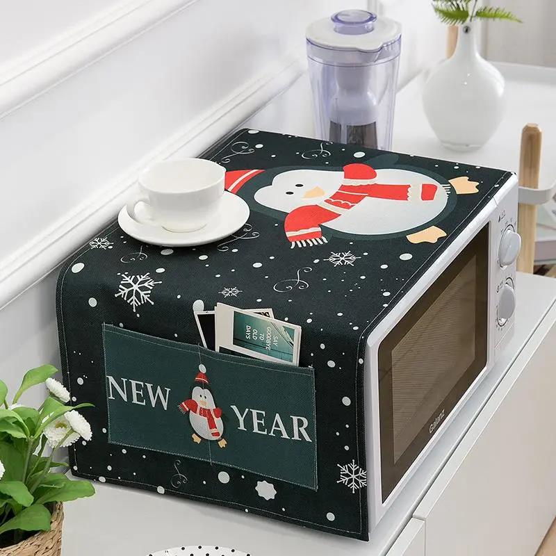 Universal Microwave Oven Cover Cloth Dust Cover with Storage Bag Oily Smoke and Dust-proof Towel