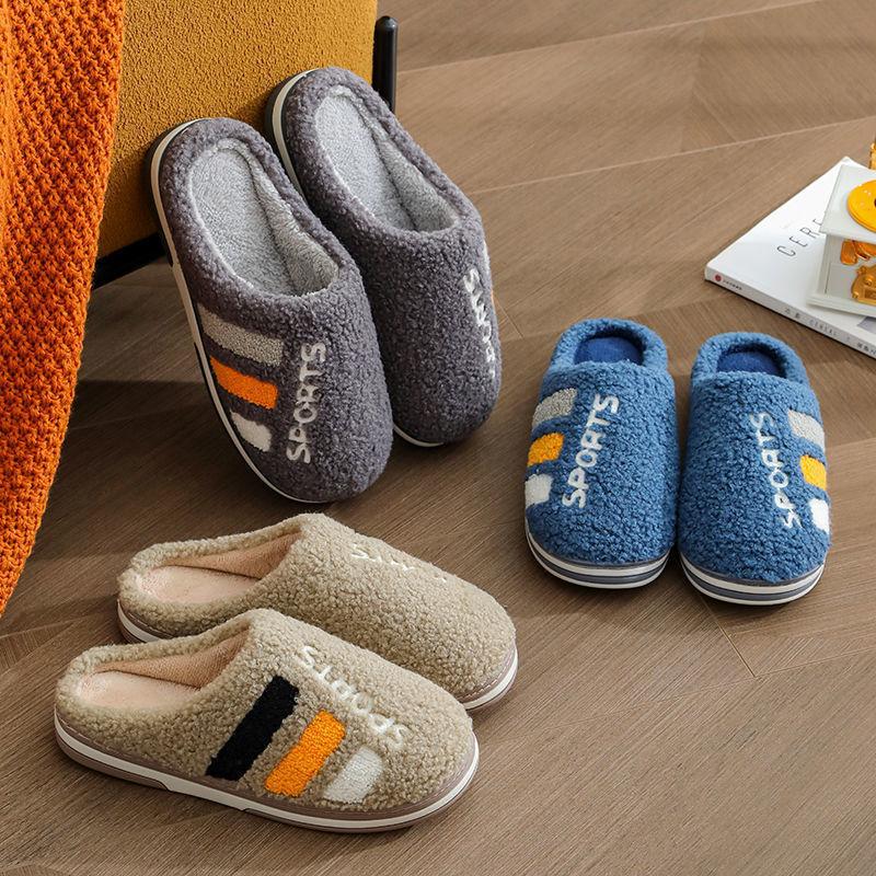Autumn Winter Women Men Slippers Soft Sole Home Shoes Thick Warm Indoor Slippers Non-slip Sliders Cute Comfortable Footwear Couple Fur Fluffy Sliders