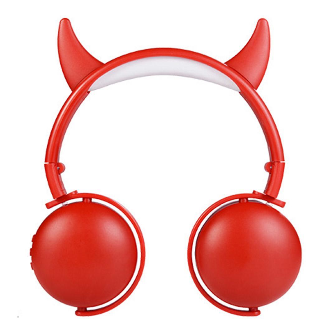 Cat Ear Little Evil Antler Noise Reduction Headphone Bluetooth 5.0 Young People Kid Headset with Mic