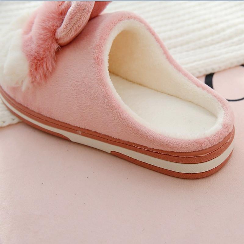 Winter Women Girl Home Slippers Cartoon Rabbit Shoes Bedroom Flat Warm Slippers Indoor Floor Shoes