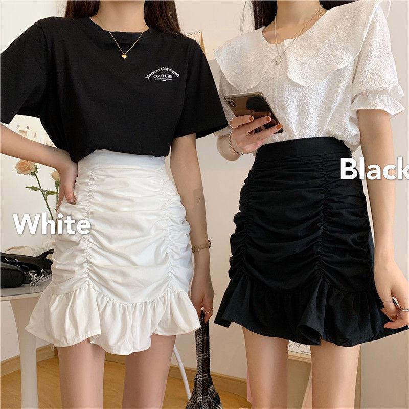 Women Sexy Tight A-line Pleated Skirt High Waist Mermaid Skirt Hip Skirt  Elastic Waist Club Casual Home Office