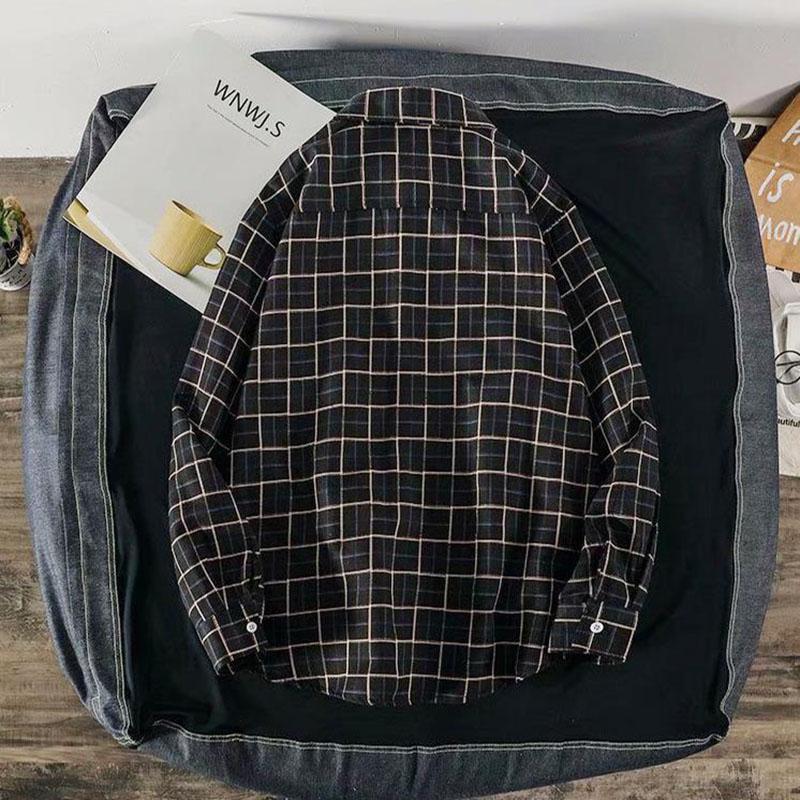 Plus Size Shirt Men T-shirts Button Up Overshirt Plaid Tees Stretch Undies Male Clothing Casual Long Sleeves Cardigan