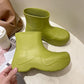 Rain Boots Women's Fashion Outer Wear Avocado Green Thick-soled Increased Anti-skid Water Shoes Short Tube Rain Boots