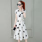 Women's Summer Dress Temperament Waist Was Thin Polka Dot Sleeveless Long Skirt Shirt-style Long Ladies Dress A-line Version Sleeveless Dress