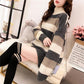 Women's Striped Turtleneck Sweater Long Sleeves Loose Mid-length Pullover Sweater Jumper