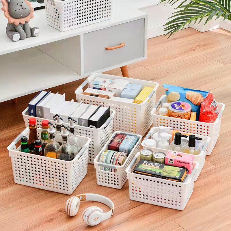 4PCS Desktop Plastic Storage Basket Kitchen Sundries Storage Box Toy Storage Box Home Storage Small Basket Bathroom Toiletries Storage Basket