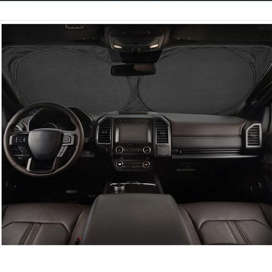 Car Sun Visor Double Ring Folding Storage Silver-plated Cloth Sunshade Block Light Black Bottom Heat Insulation Summer Car Interior Cooling Supplies